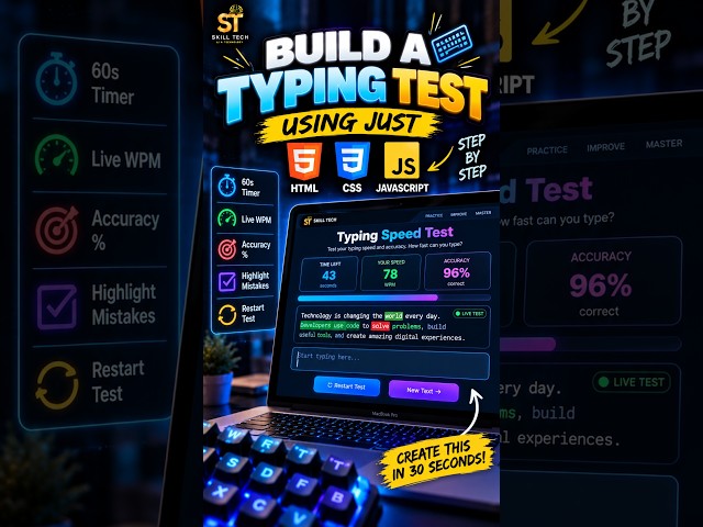 ⌨️ I Built a Typing Speed Test Using HTML, CSS & JavaScript! 🤯