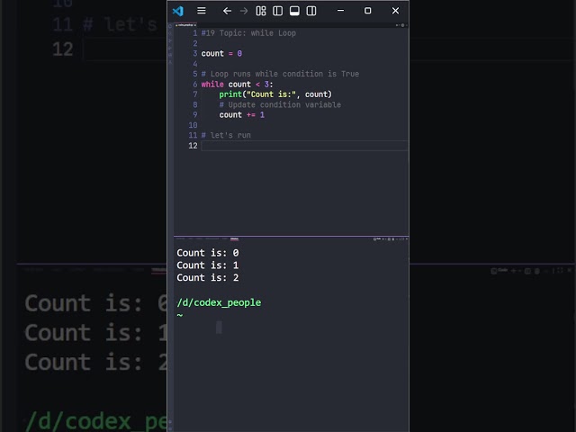 [19] Python while Loop 🔁 |  Codex People #Shorts #Python  #learnpython #programming