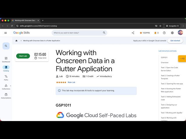 Working with Onscreen Data in a Flutter Application | GSP1011