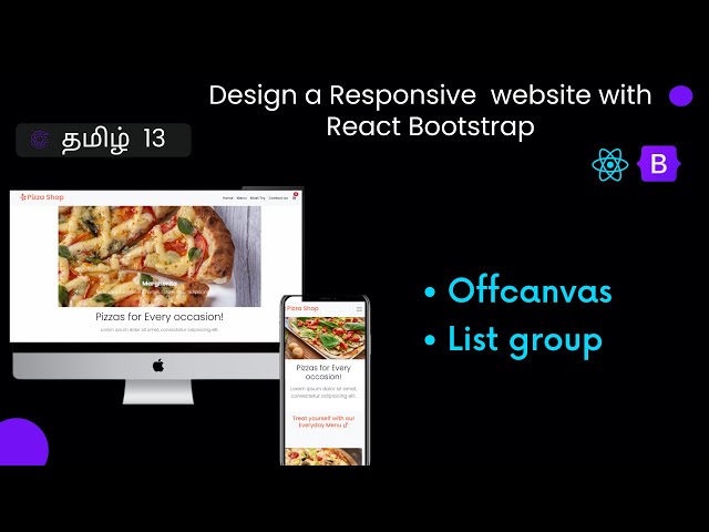React Bootstrap Offcanvas and List group Tamil | Design a responsive website with React Bootstrap