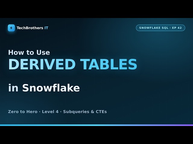 Derived Tables in Snowflake | Subquery in the FROM Clause | Snowflake SQL #42