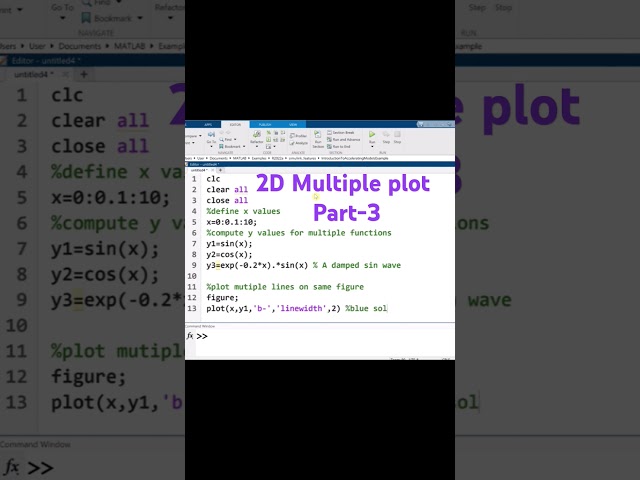 2D Mutiple Plot in MATLAB (Part-3) #education #mathematics #matlabplotting #learnmatlab #matlab