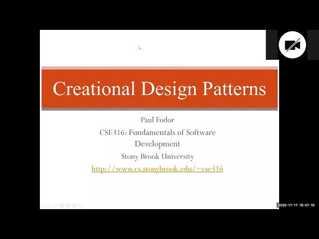 CSE 316: Fundamentals of Software Development: Creational Design Patterns