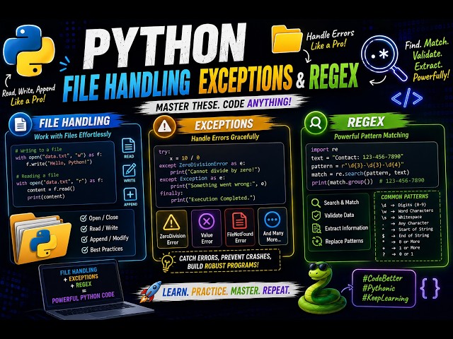 Python File Handling and Exceptions and Regex .