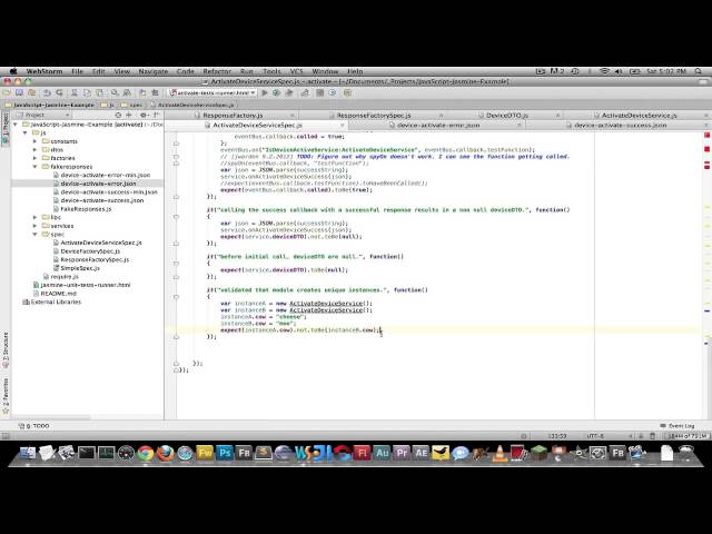 Testing in JavaScript via Jasmine
