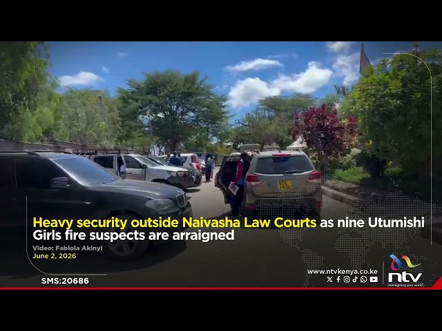 Heavy security outside Naivasha Law Courts as nine Utumishi Girls fire suspects are arraigned