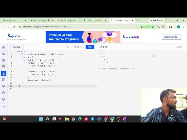Star Pattern In C and Java