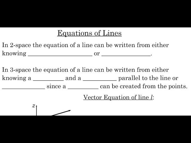 Equations of Lines in 3 Space