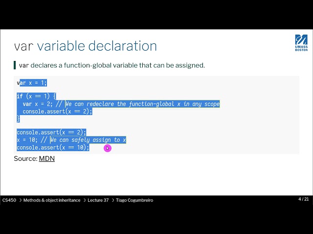 CS450   37   01  JavaScript let vs const vs let
