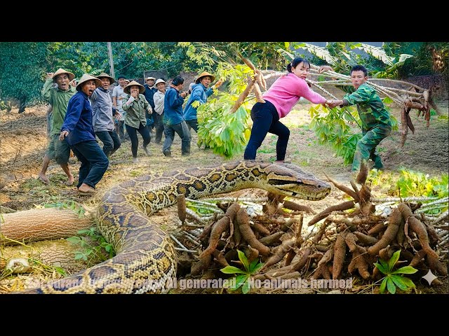 72 Hours of Danger: Harvesting 1000+Giant Cassava Roots - A Giant Python was Discovered Underground!