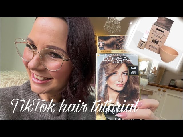 Trying TikTok hair dye tutorial L’Oréal preference 5.0 light brown & shrine drop it brown toner 