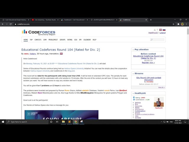 Codeforces Educational Round 104 Live Virtual Participation