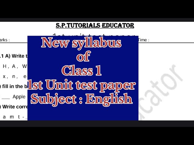English |class 1 | 1st Unit test paper | new syllabus| Balbharati | Std 1st | 2025 | question paper