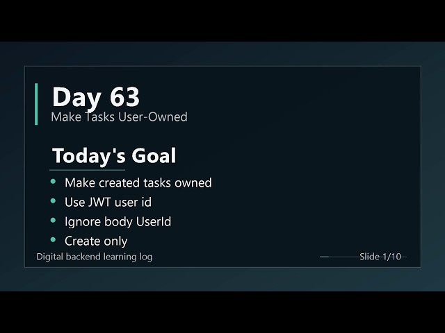 Day 63 - Make Tasks User-Owned in ASP.NET Core Web API