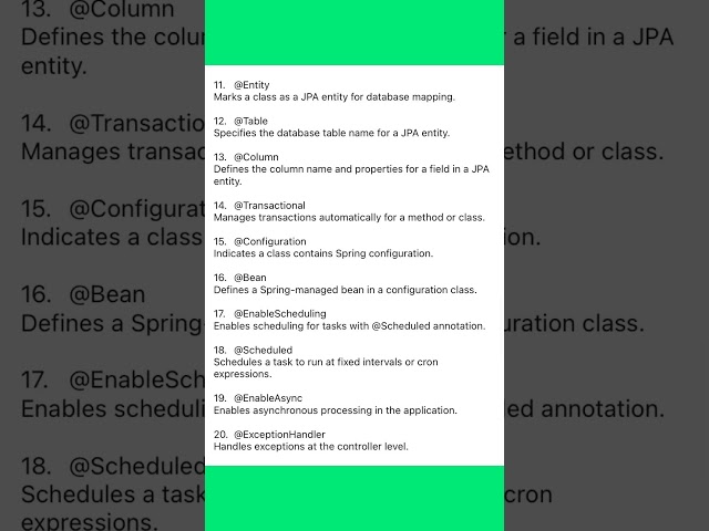 Important Annotation SpringBoot with JPA |#springboot |#annotations