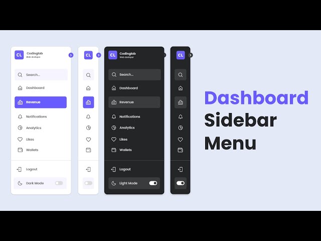 Responsive Sidebar Menu in HTML CSS & JavaScript | Dark/Light Mode