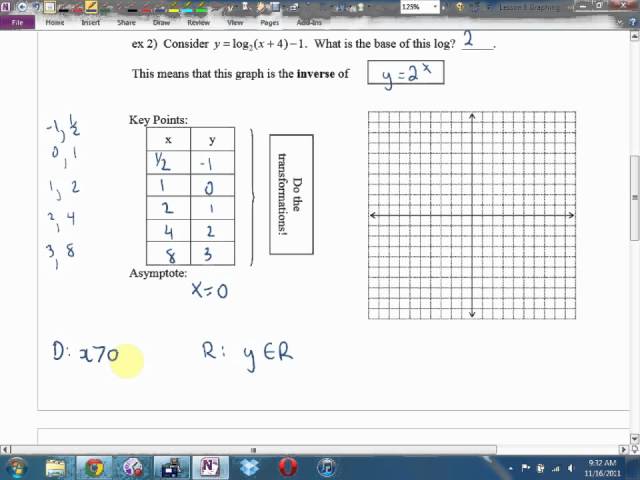 Math 12 U2L8 Graphing Logs and Exponentials