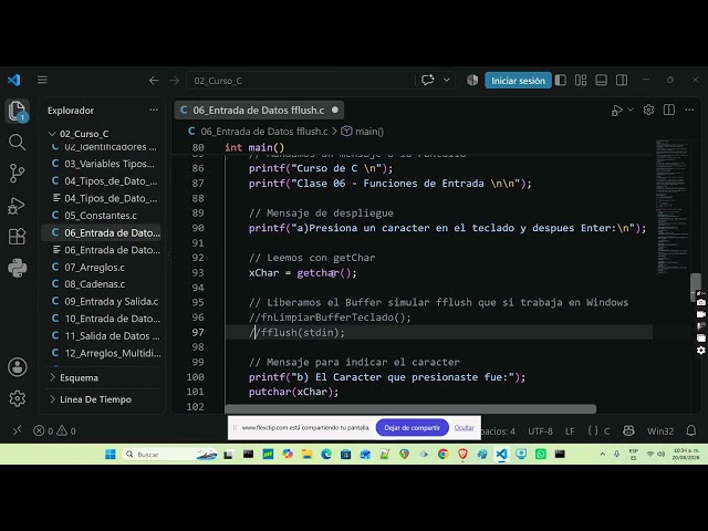 Clase 06 Entrada de Datos Fflush | Curso de Lenguaje  C