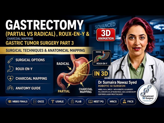 Gastrectomy (Partial vs Radical), Roux-en-Y & Charcoal Mapping : 3D Animation