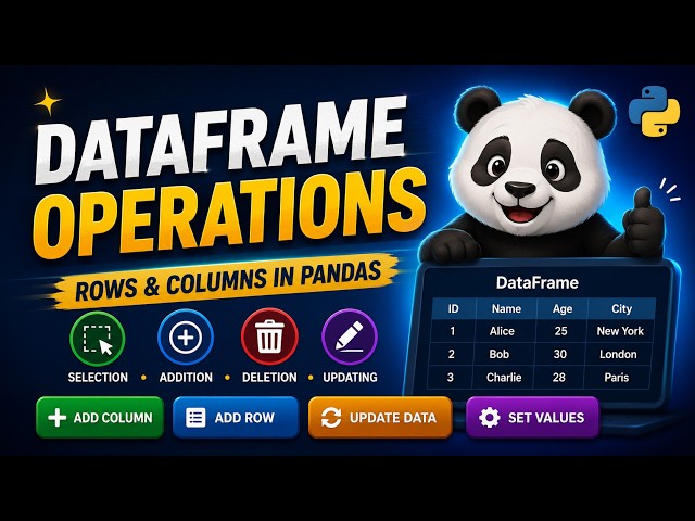 Pandas DataFrame Operations - Add Column , Add Row , Update data , Set Values #Pandas #Python #exam