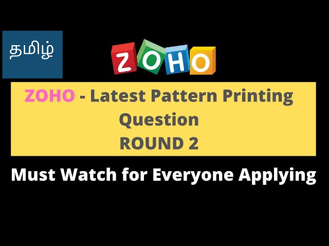 Tricky Pattern Printing Question | explained easily | zoho interview question tamil | zoho latest