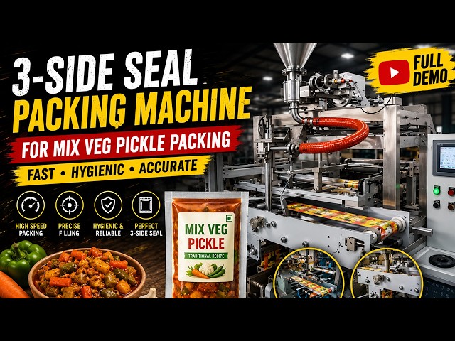 Mix Vegetable Pickle Packing Machine | Three Side Seal Pouch Packing #foodbusiness #machinery