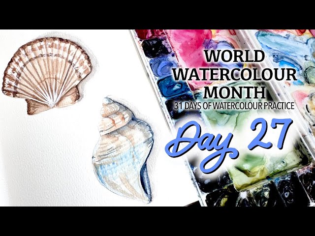 Super EASY Watercolor Seashell Tutorial for Beginners - World Watercolor Month Day 27