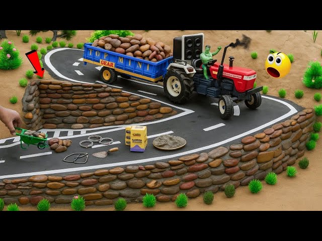 Diy Mini Tractor Making morden Road Construction Using Stone&Cement |Science Project 