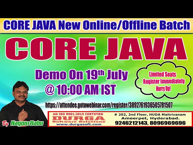 Core Java Online Training In DURGASOFT