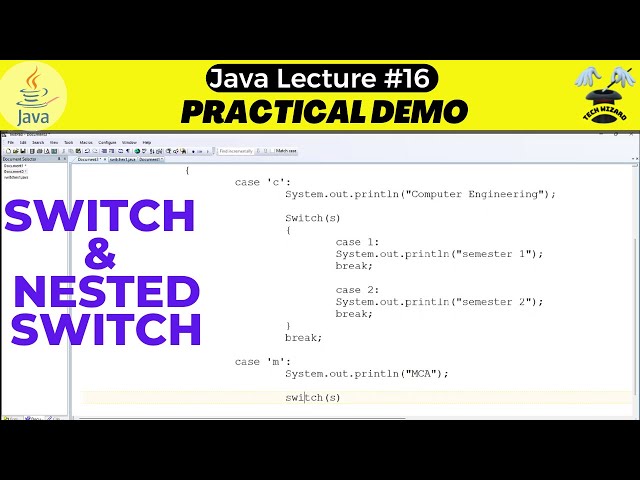 switch statement in java | nested switch | Java Tutorial for Beginners | Tech Wizard