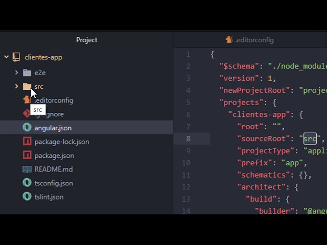 Estructura de directorio del proyecto angular