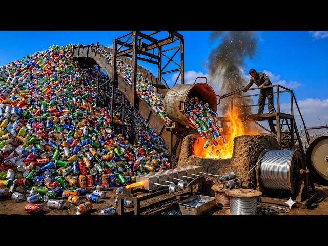 Turning millions of waste aluminium cans into aluminium wire | Amazing recycling process