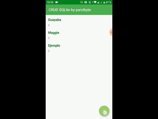 Demostración de CRUD con SQLite en Android