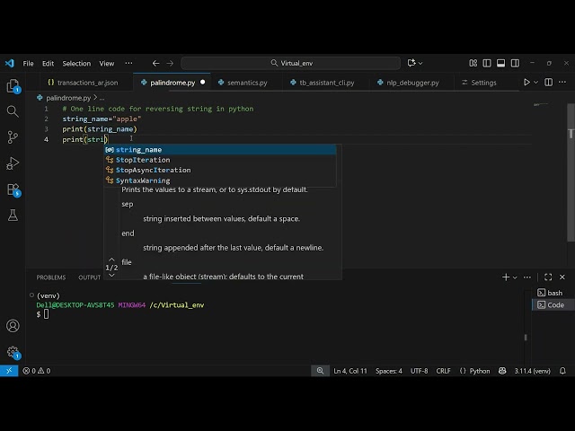 Reversing String in python - one line code