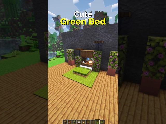 How to Make a Cute Green Bed in Minecraft – Easy Cozy Design | CupSapling #minecraft #shorts #easy