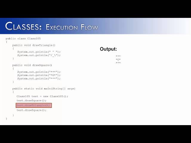 Classes Part 5:  Execution Flow (Java)