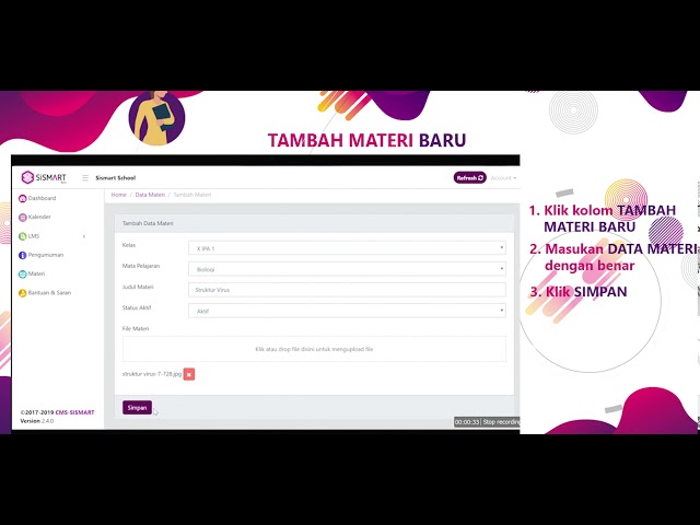 Tutorial Aplikasi Pendidikan Sismart CMS Guru - Materi