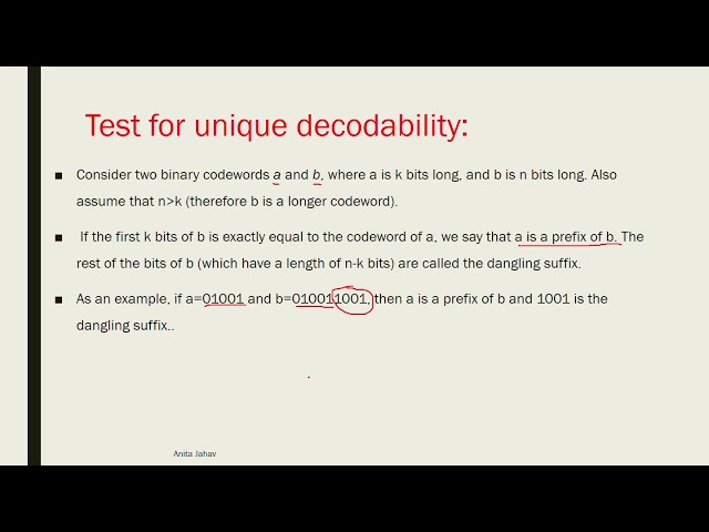 Prefix and uniquely decodable codes
