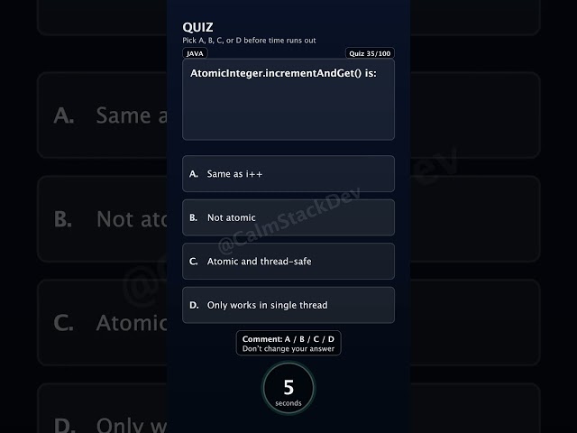 Quiz - 035 | AtomicInteger.incrementAndGet() is: | #shorts #java #quiz