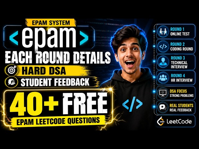 EPAM Systems Hiring Process |Each Round Explained | Hard DSA + Student Feedback | 40+ FREE Questions
