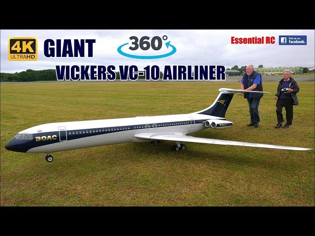360 PANORAMIC ONBOARD 4K video: GIANT RC VICKERS VC10 AIRLINER 5 METRE! with FOUR micro JET ENGINES