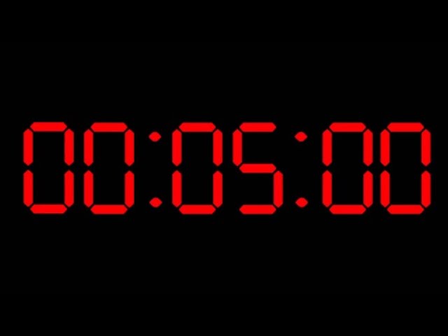 Five Minute Countdown Clock w/ Alarm - Digital Timer - Red w/ Black Background - 5:00