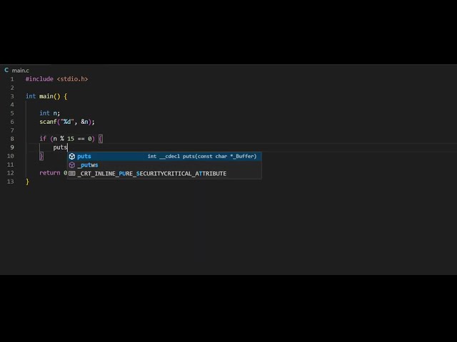 Simple FizzBuzz program in C