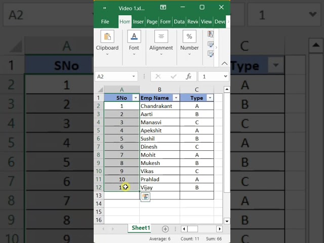 Excel Trick 2 Automatically Insert Serial Number after filter in excel #shorts #excel #exceltutorial