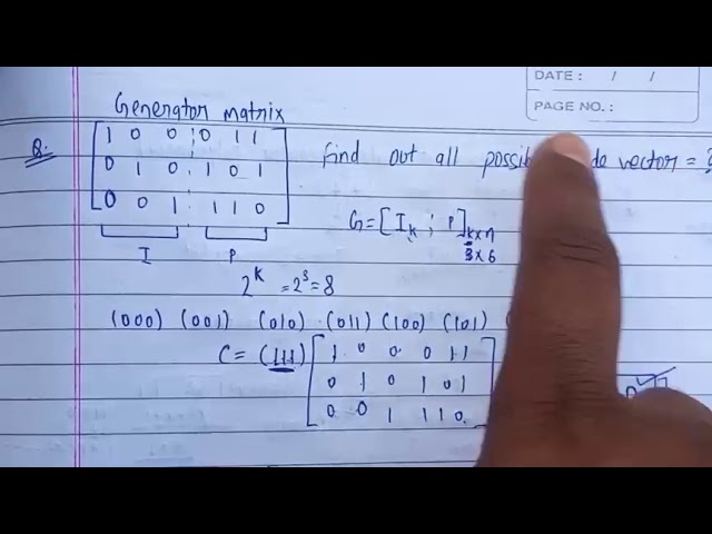 Code vector using Generator matrix in information Theory and coding part 1 | ITC | Lec-16