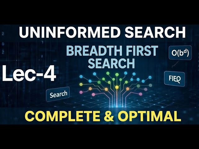 Lec-4 : Breadth First Search (BFS) with Examples | FIFO, Queue, and Time Complexity O(b^d)