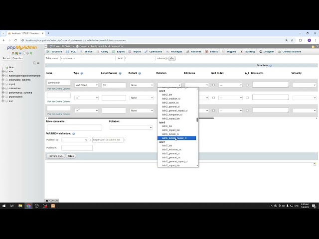 How do I create a simple MySQL database using phpMyAdmin (XAMPP)?