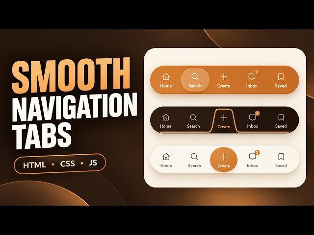 Smooth Navigation Tabs Animation | 3 Mobile UI Styles with HTML, CSS & JavaScript | SITHUB