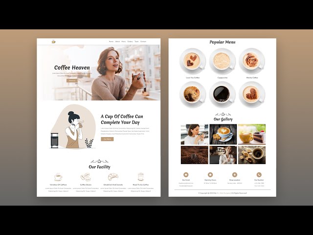 Create A Complete Responsive Coffee Shop Website Design Using HTML - CSS - JavaScript - PHP PDO