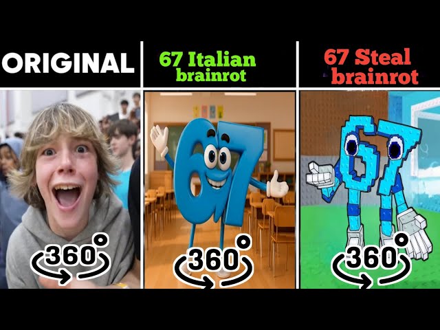67 Kid Original vs Italian brainrot vs Steal brainrot in 360°|